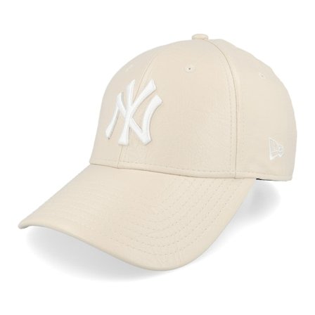 New Era - MLB Beige adjustable Keps - New York Yankees Womens Crinkled Pu 9FORTY Stone/White Adjustable @ Hatstore