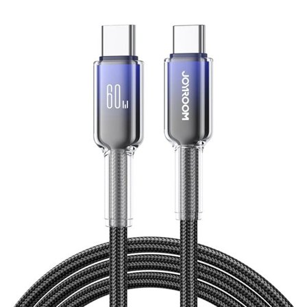 Joyroom Crystal-Clear 60W USB-C-Kabel 1,2m - Svart