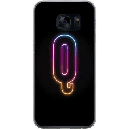 Kompatibelt Mobildeksel til Samsung Samsung Galaxy S7 Minimalistisk neonbokstav Q i skinnende farger mot mørk bakgrunn