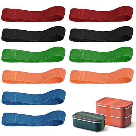 10 Elastiske stropper til madkasser til udendørs brug - Fikseringsstropper til Bento-bokse - 5 farver