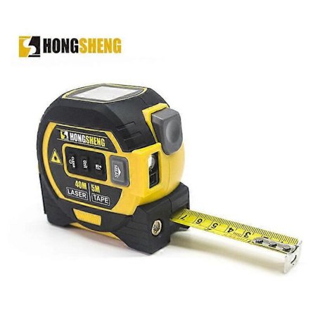 3 i 1 Digital Lasermåler med Krysslinjelaser, 40 m Digital Laseravstandsmåler, 5 m Målebånd med LCD-bakgrunnsbelysning for Avstand, Areal, Volum