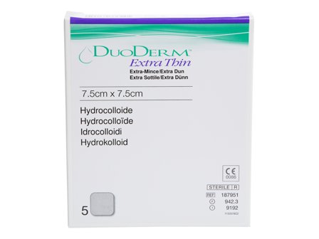Duoderm Ekstra tynn bandasje 7,5x7,5 cm, 5 stk.