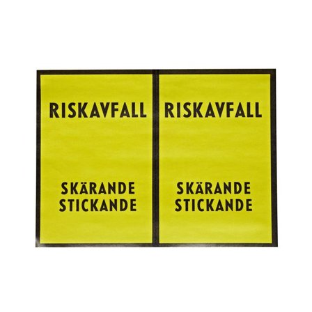 Etikett ''riskavfall'' 150mmx100mm 100/fp - Lyreco - Sjukvård och omsorg - Inredning - Riskavfallshantering