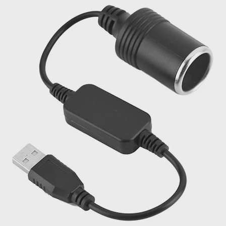 USB 5V til 12V konverter, strømforsyning til dashcam, USB til cigarettænder konverter (sort)