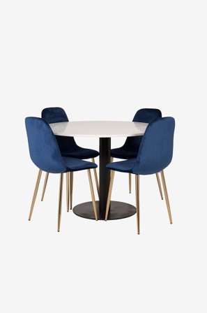 Venture Home - Matgrupp Razzia med 4 st matstolar Polar - Vit - Matgrupper - Från Homeroom