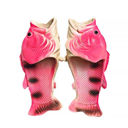 Unisex Simulering 3d Fisketøfler Sommer Funny Fashion Flip Flops For Outdoors Pink 38-39