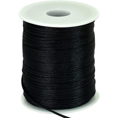 Allecto Premium - Sort Nylon Snor 2mm x 100 Meter til Smykkefremstilling & Macrame