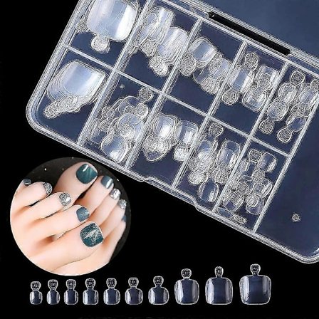 100 stk. falske tånegler med eske, akryl kunstige tånegler