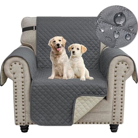 Sofa Cover med Armlæn, Vandafvisende Sofa Cover med Armlæn, Skridsikker Sofa Beskyttelse til Katte, Hunde, Ridser Grå