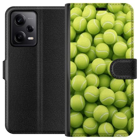 Kompatibel Tegnebogsetui til Xiaomi Xiaomi Redmi Note 12 Pro Mønster af grønne tennisbolde i høj detalje, sporty motiv med gentagende tekstur og st