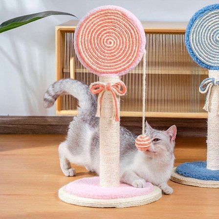 Kattklatrestativ Lollipop-formet Sisal Klore-sliping Interaktivt Multifunksjonelt Kattetre for Kattunge Rosa