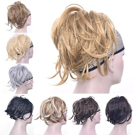 Short Braids Bun Scrunchies Updo Wrap Messy Hairpiece Ponytails Hair Extensions