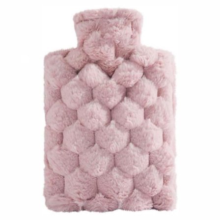 Bærbar varmtvandsflaske/varmtvandsflaske til vinteren med blødt betræk, søvnvarmer, genopfyldelig med vand Pink