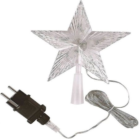 Juletretopp med 10 LED-lys med strømplugg - Opplyst juletretopp i varmhvit - Juletrestjerne topp tretopp