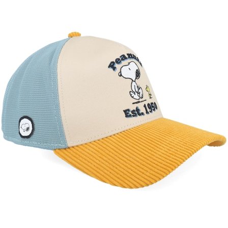 Capslab - Beige adjustable Caps - Peanuts Snoopy Light Blue/Beige/Orange A-Frame Adjustable @ Hatstore