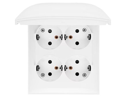 Simon 4-veis Stikkontakt utendørs IP44 påvegg 16A Hvit