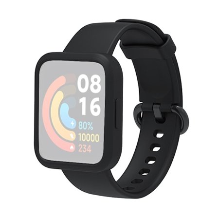 Xiaomi Redmi Watch silikoneurrem med cover - Sort / Sort