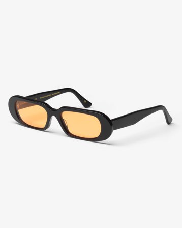 Sunglass 09 - Deep Black Solid - Orange - One Size