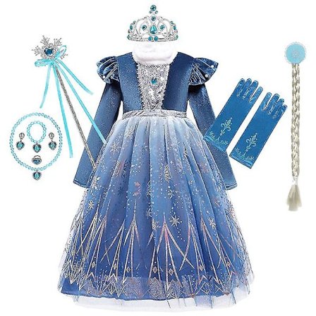 Frozen Winter Elsa Prinsessa Mekko Lapsi Tyttö Lumikuninga Vestido Cosplay Vaatteet Elza Halloween Joulupuku