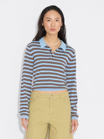 Holzweiler Florence Striped Polo Sweater - Blue mix - Women's - S
