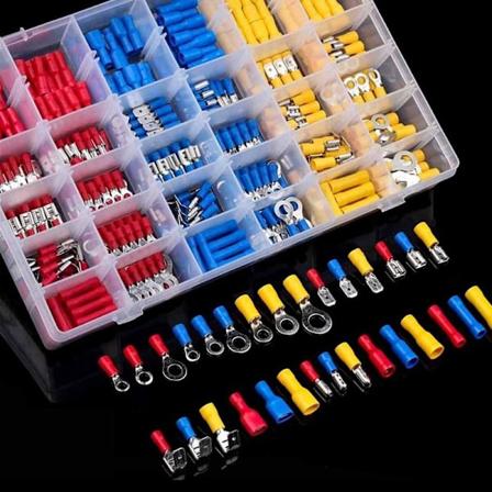 480 stk 30 typer elektriske crimp-terminaler kontakter med isolerende ermer, ringflate spader og sett med assortert boks, for elektrikere