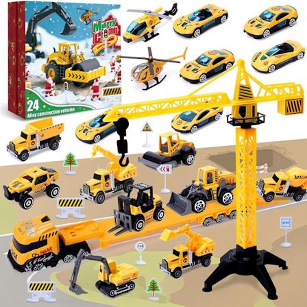 Adventskalender Barn Pojkar Adventskalender Bil Byggarbetsplats Leksak Pojke Ingenjörsfordon Grävmaskin 24 Dagar Presenter till Barn Pojkar Flickor 