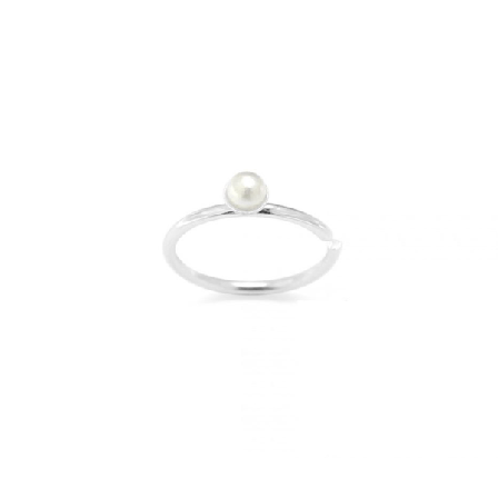 1 St. 8 Mm Näspiercing Ring I Silver Med 2 Mm. Vit Pärla