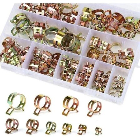 Fjærklemme Slangeklemme Drivstoffslangeklemme, 100 stk. Slangeklemmer Fjærklemmer med Oppbevaringsboks (6-22mm, Størrelse 10, av DEBUNS)