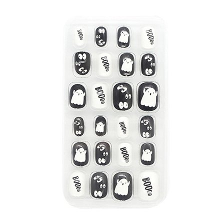 Halloween-naglar, falska naglar, tryck på med lim för kvinnor och flickor