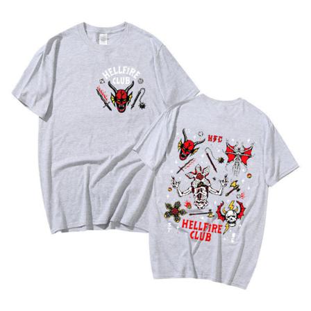 Hellfire Club Print Fashion T-shirt Toppar För Män Och Kvinnor Grey M