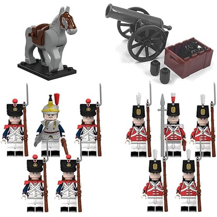 12Packs Ranska vs. Brittiläinen muoviarmeija Mini sotilaat Bonaparte Minifigures Sotilassetti Vallankumouksellinen sota Unioni taistelu Playset