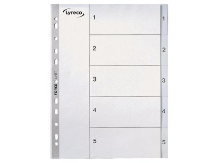 LYRECO Plastregister A4 PP 1-5 grå - Lyreco - Kontorsmaterial - Pärmar och register - Plastregister - Tryckta