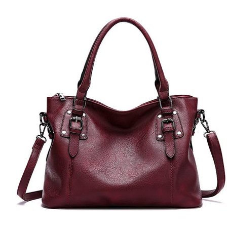 Retro Lila Dam Axelväska i Konstläder med Handtag Stor Kapacitet