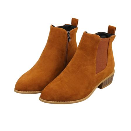 Kvinnor Vintage Zip Up Kort Boot Elastiska Tå Vinterskor