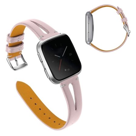 Genuine leather watch band for Fitbit Versa - Pink