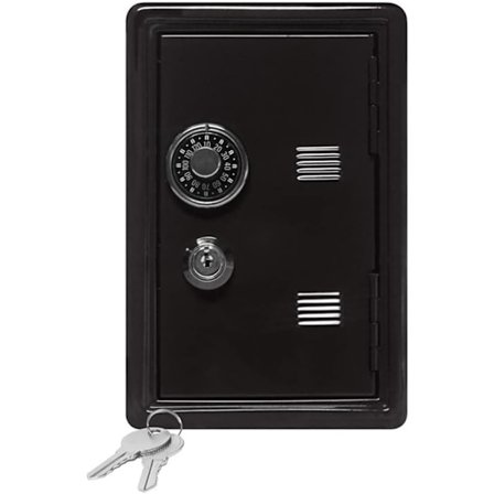 Børnesikker mini sparegris med lås pengekasse (sort 12 * 10 * 18cm)