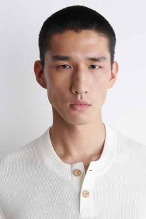 COS Men's T-Shirt Henley In Maglia Di Cotone in Bianco