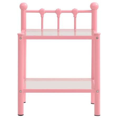 Vidaxl Sängbord Rosa Och Transparent 45x34,5x60,5 Cm Metall Och Rosa
