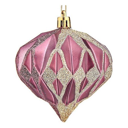Julgranskulor Diamant Ø 8 cm 6 stycken Rosa Plast