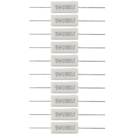 10x Trådlindede Keramiske Cementmotstander 100 Ohm 5W Watt 5%