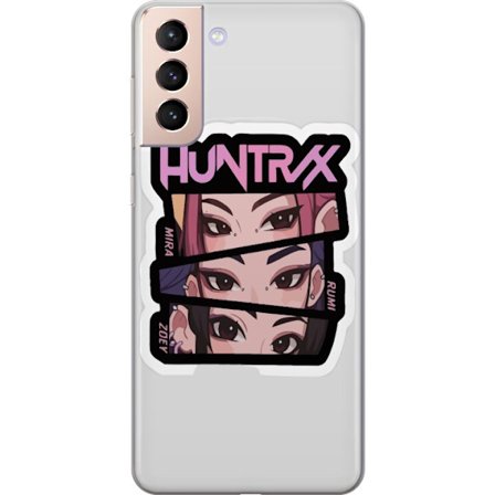 Yhteensopiva Puhelinkuori Samsung Galaxy S21 K-pop-inspiroitunut futuristinen tyttöryhmä neonvaloissa ja kosminen sci-fi-kohtaus