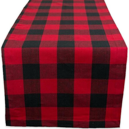 Pöytäliina puuvillaa, punainen ja musta ruudullinen, klassinen tyylikäs design joulunpyhien juhlapöytään kodin sisustukseen (S)