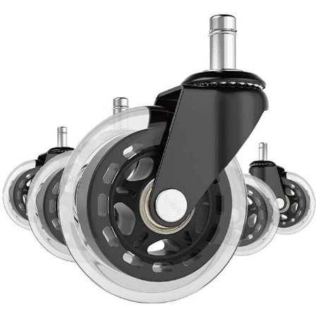5 stk. Silikon Hjul til Kontorstol 11mm Stamdiameter Svart