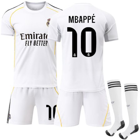 2025-2026 Real Madrid Hjemme Børne Voksen Fodboldtrøje Nr. 10 Mbappe Nr. 10 Mbappe-FX-