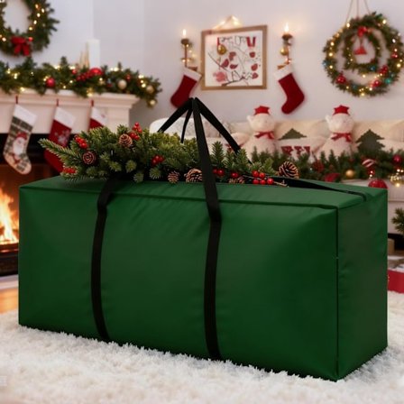 Ekstra Stor Opbevaringspose til Juletræer Passer til Kunstige Træer Op Til 3,65 m Høje, 173 cm L X 76 cm B X 51 cm H Kraftig Vandtæt Opbevaringspose 