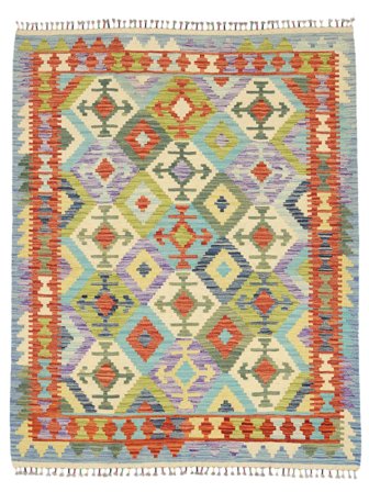 Tkany Ręcznie Kilim Afgan Old Style Dywan 150X190 Wełniany Szary/Żółty Mały