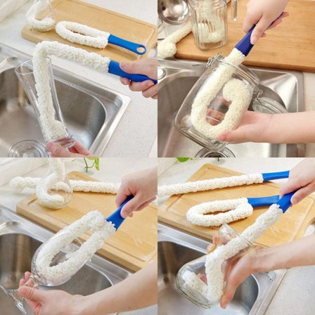 3 Dele Vin Karaffel Rengøringsbørste, Fleksibel Vinbørste til Bægre/Champagne/Kopper/Glas