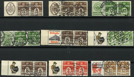 Danmark - Samling af reklamevedhæng på 1 instickskort - Stemplet