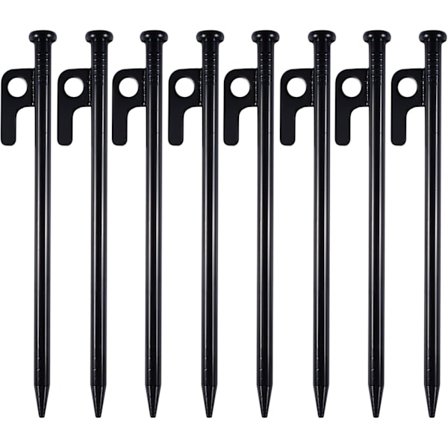 20 cm kraftige teltplugger i smijern, 8 stk. teltplugger med krok og hull for camping, camping