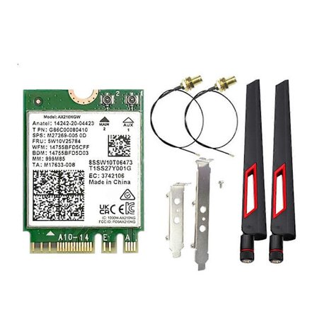 AX210NGW 6E Kort+10DBi Antenne 2.4G/5G/6Ghz Tri-Band Bluetooth 5.3 WiFi Adapter 5374Mbps Bærbar Trådløst Nettverkskort